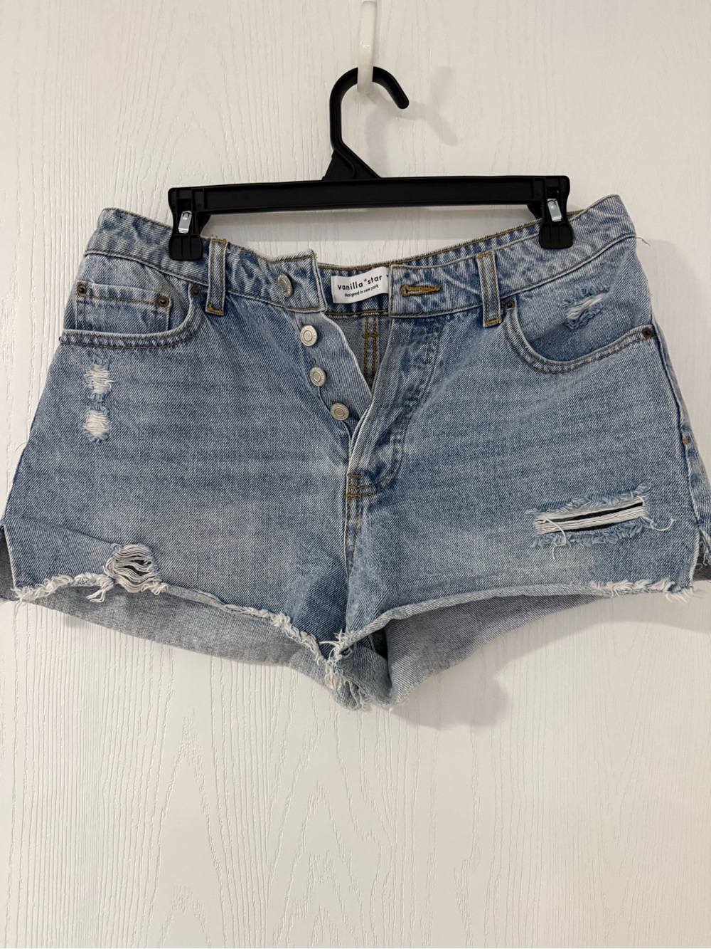 Vanilla Star Light Wash Distressed Denim Cutoff Shorts